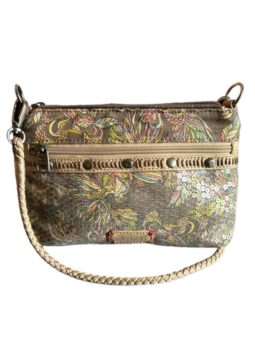 Sakroots Campus Mini Crossbody Artist Circle Peace Bird Print with Sequins